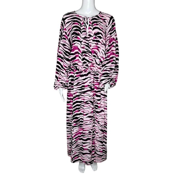 Eloquii Dress‎ Womens 16 Pink Black Zebra Print Maxi Dress Rocker Edgy Statement - Picture 1 of 10